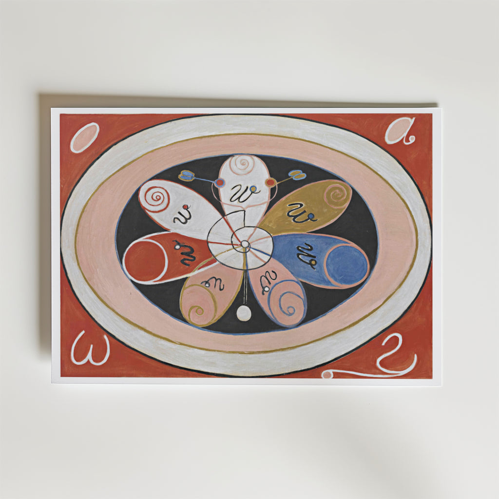 Hilma af Klint Cosmic Harmony Poster – Hilma af Klints “Cosmic Harmony” är en symbolisk målning fylld av rörelse, balans och
