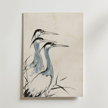 Ink Herons Poster – hägrar i sumi-e tusch