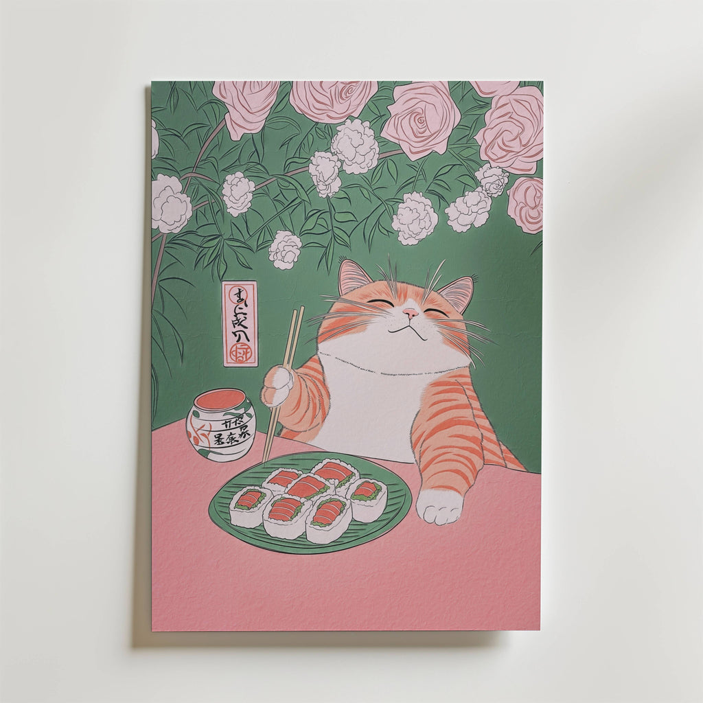 Sushi Cat Delight Poster