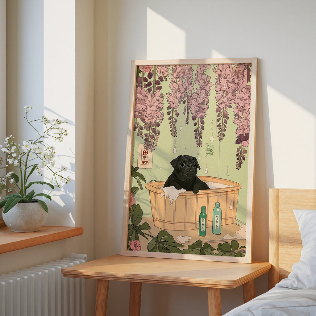 Wisteria Spa Dog Poster – poster på vägg inredning