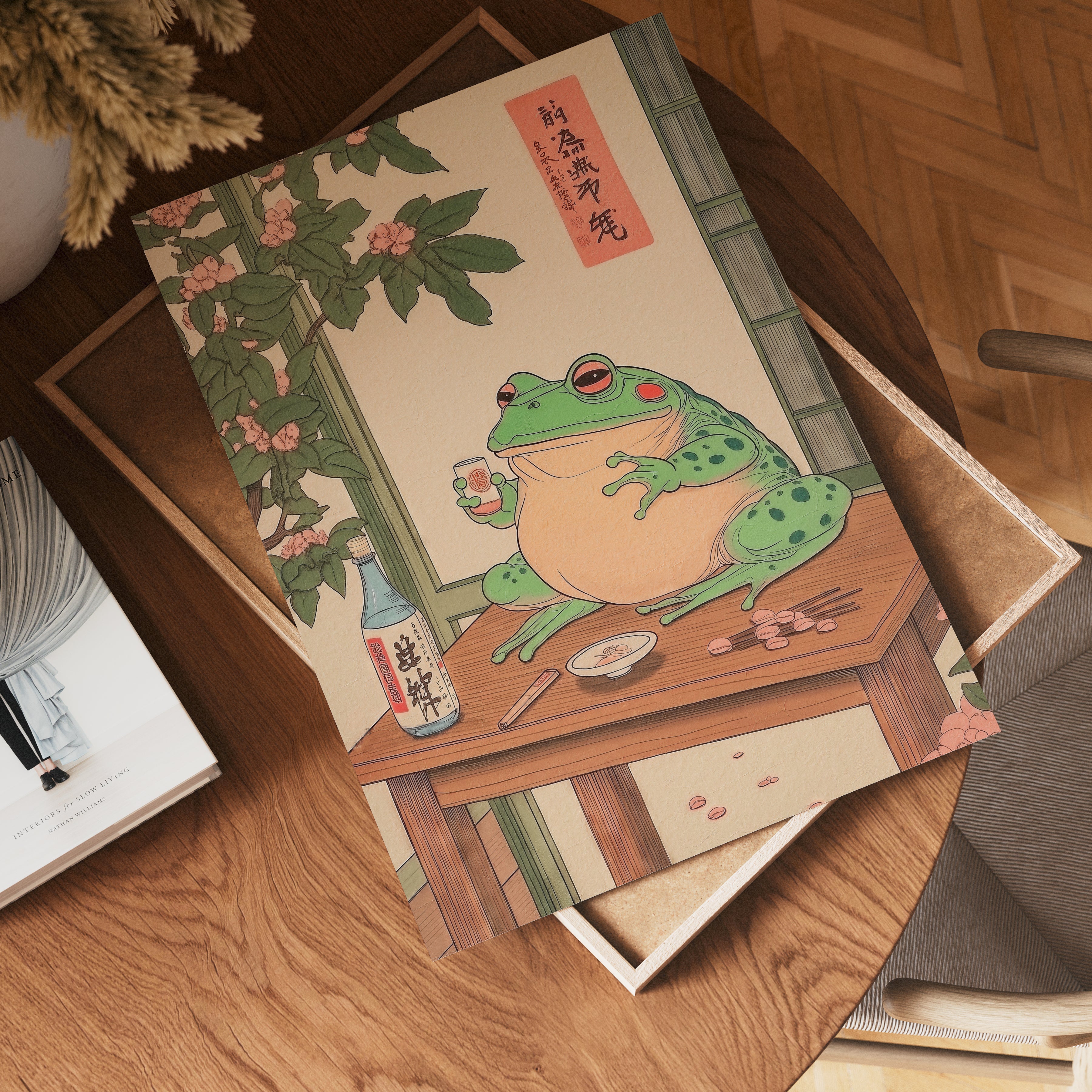 Sake Frog Poster – poster väggdekoration
