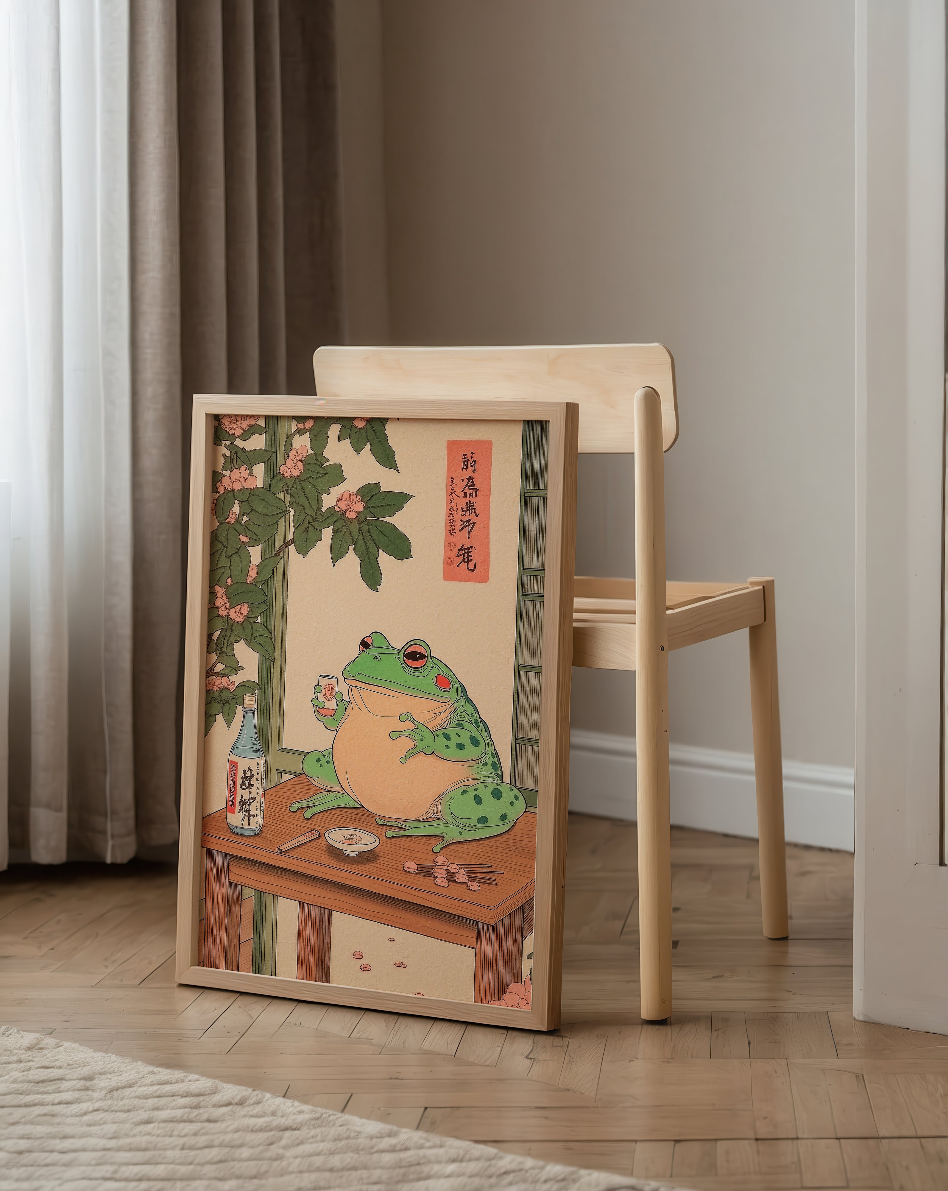 Sake Frog Poster – poster väggdekoration