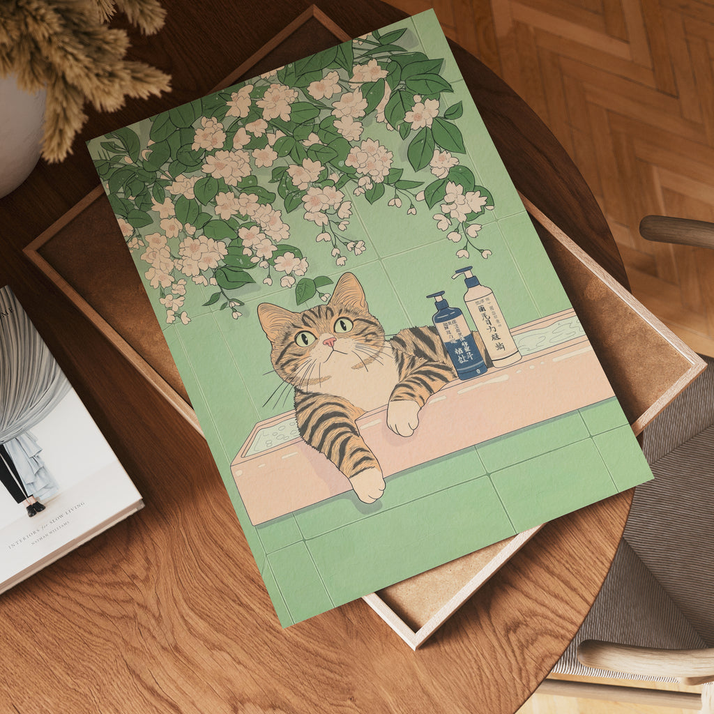 Bath Cat Poster – poster väggdekoration