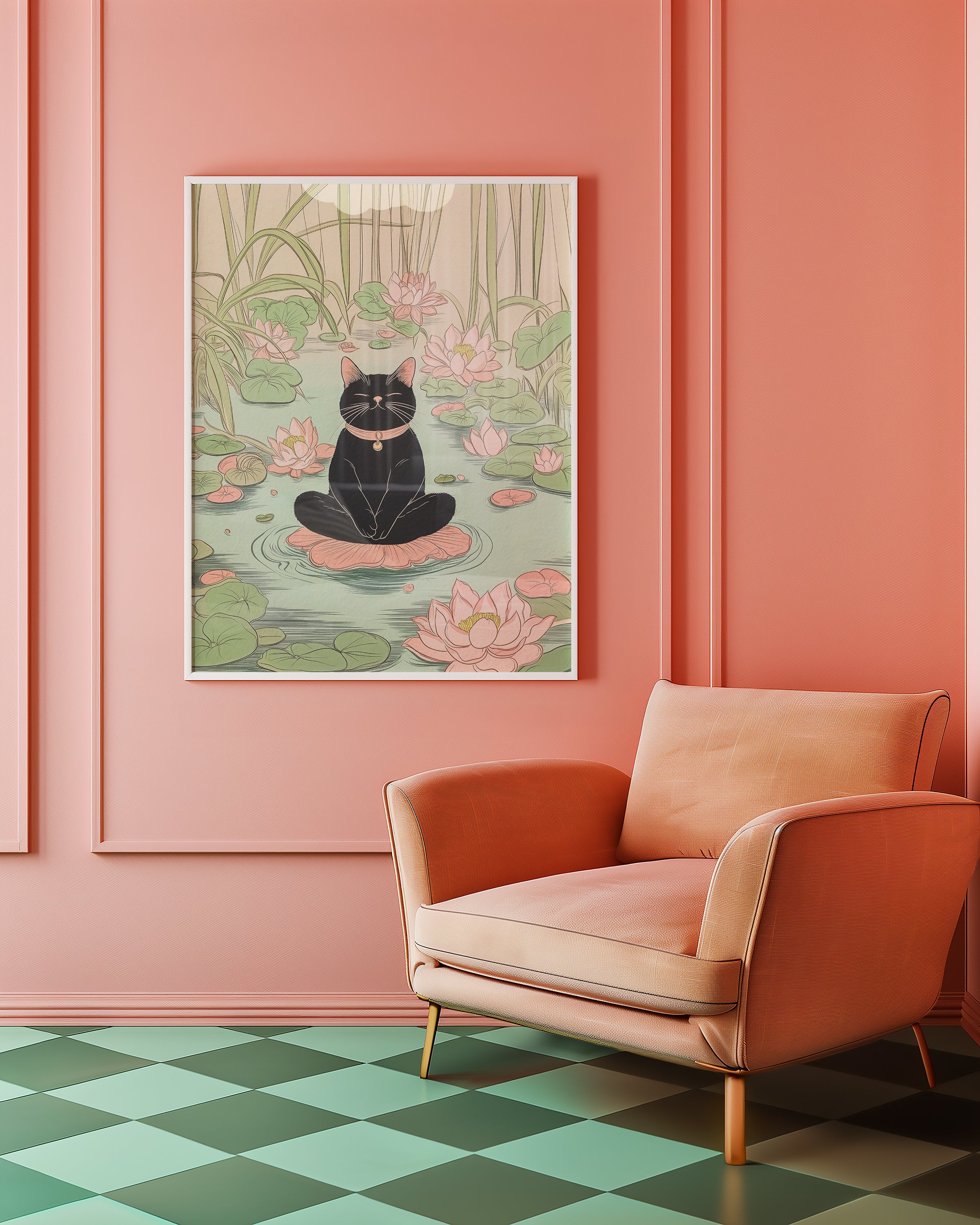 Lotus Meditation Cat Poster