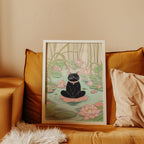Lotus Meditation Cat Poster