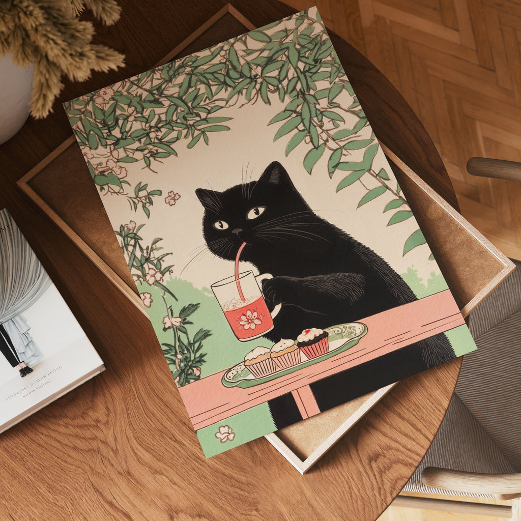 Afternoon Tea Cat Poster