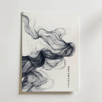 Bozetto Motivational Quote Poster: Abstrakta svarta linjer bildar vågor på vit bakgrund. Vertikal japansk motiverande text i hörnet skapar en modern, elegant look.