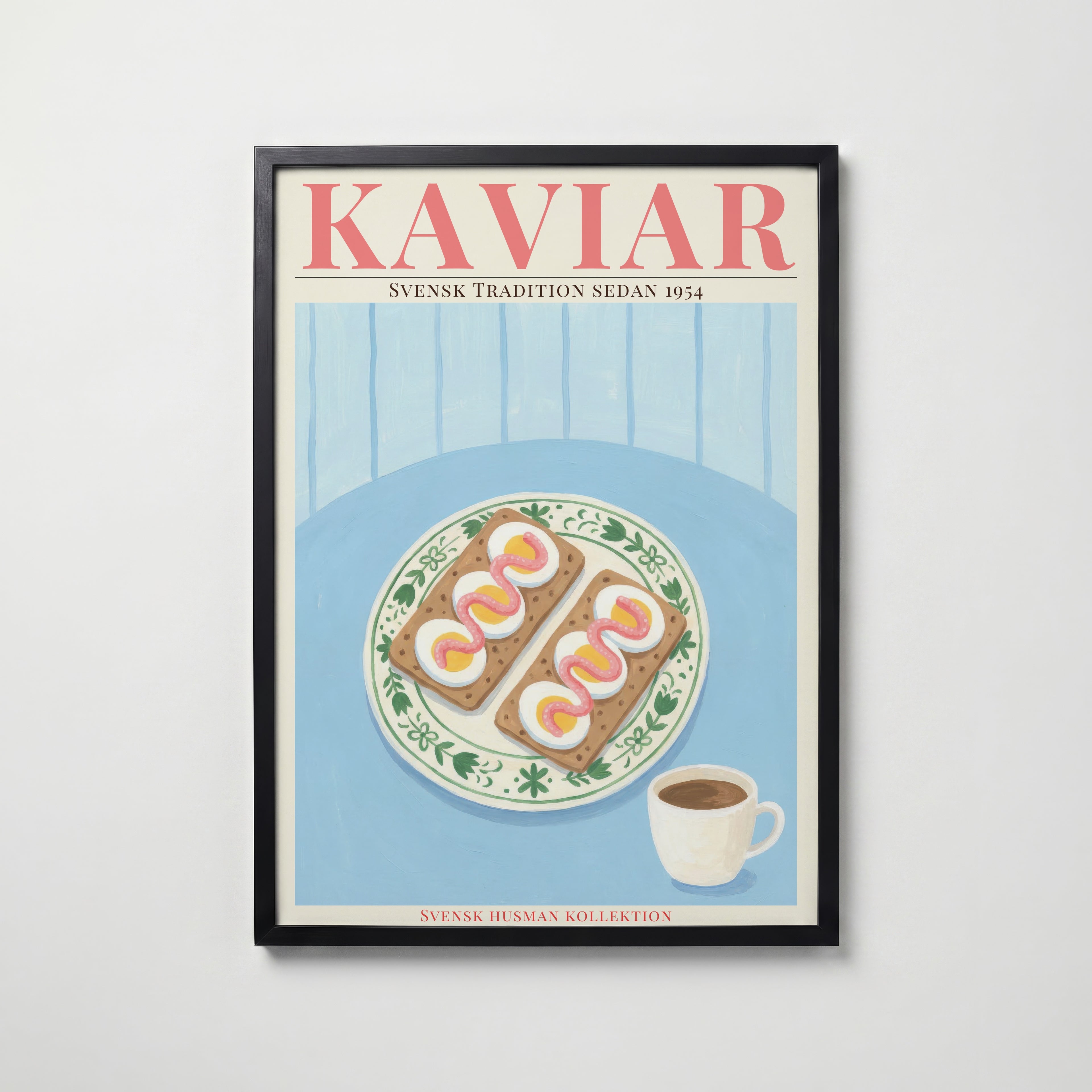 Kaviar Knäckebröd och Ägg Poster poster – väggdekoration för hemmet – köp hos Bozetto