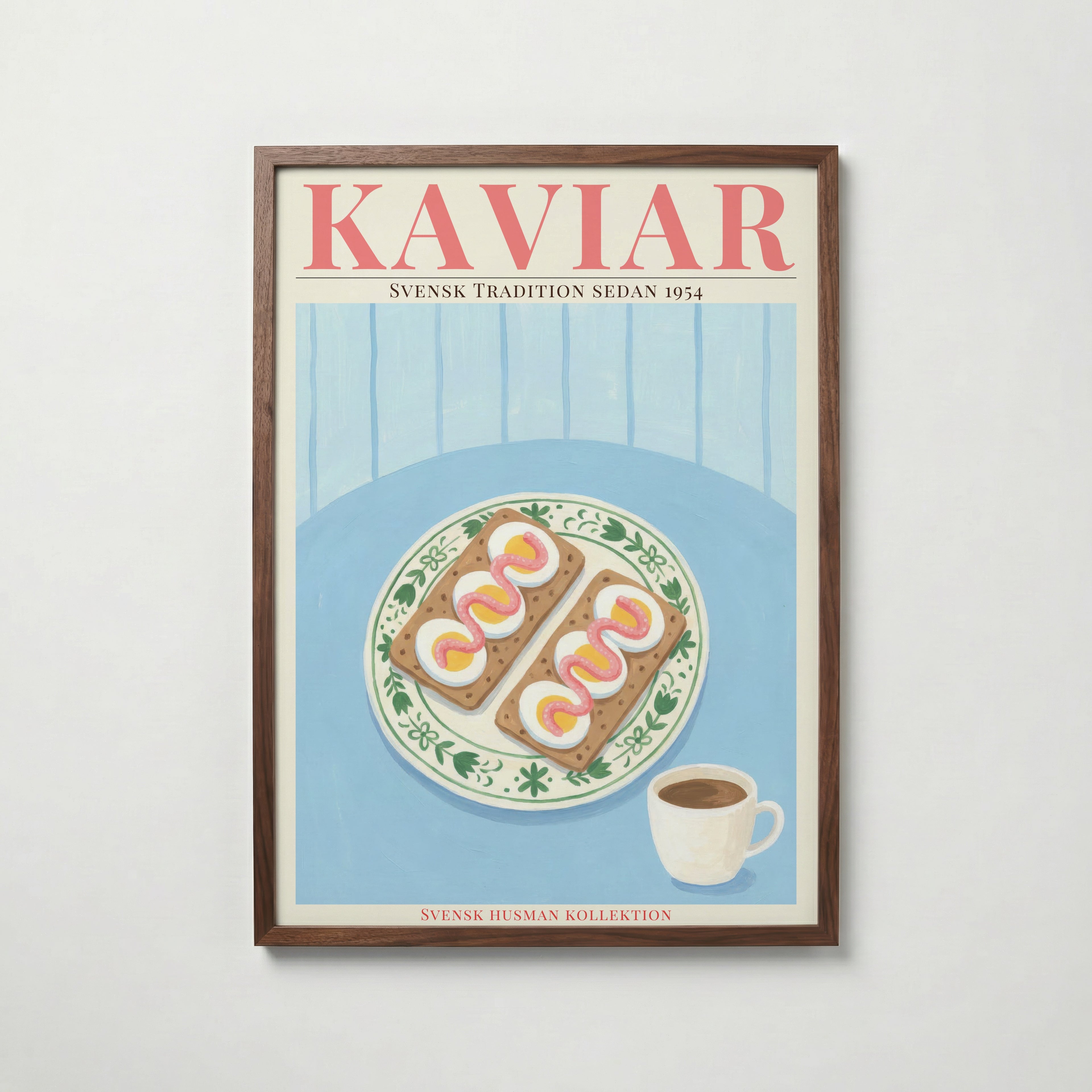 Kaviar Knäckebröd och Ägg Poster – köp affisch till hemmet – Bozetto väggdekoration