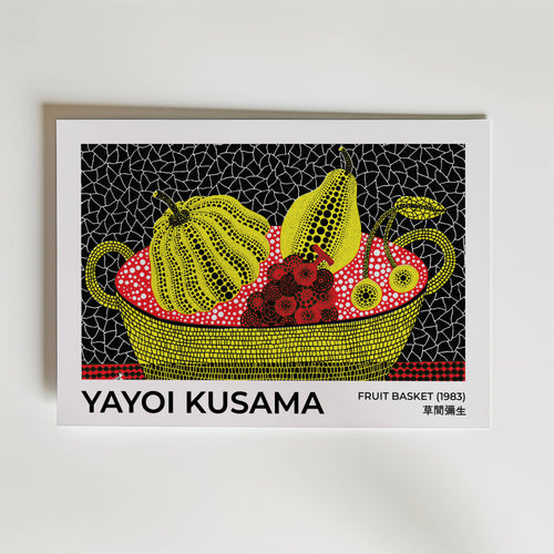 Yayoi Kusama – Fruit Basket – stilfullt konsttryck från Bozetto, tryckt på matt finpapper