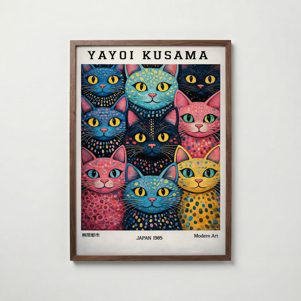 Yayoi Kusama Polka Dot Cat Parade Poster – köp affisch till hemmet – Bozetto väggdekoration
