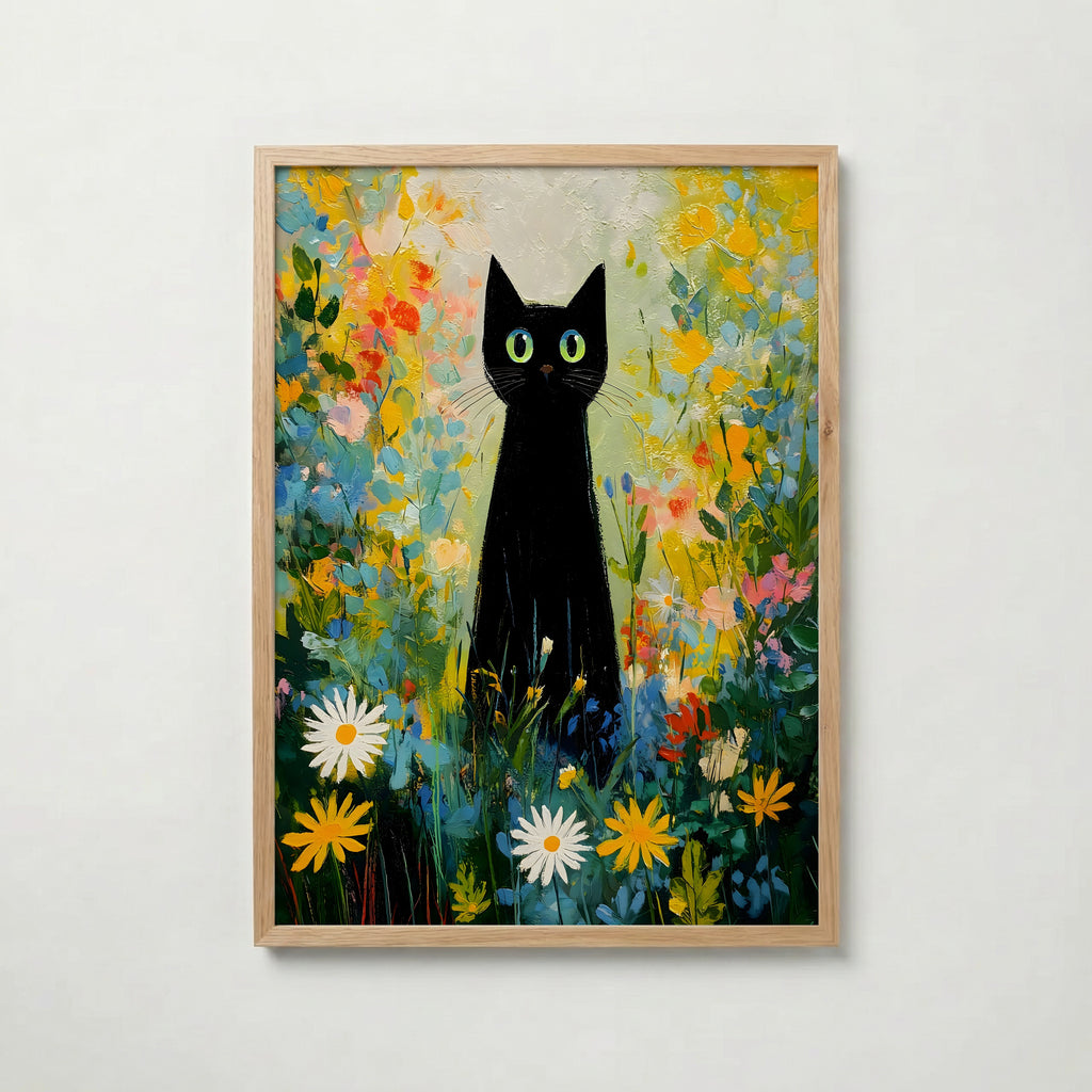 Midnight Garden Cat Poster poster – väggdekoration för hemmet – köp hos Bozetto