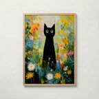Midnight Garden Cat Poster poster – väggdekoration för hemmet – köp hos Bozetto