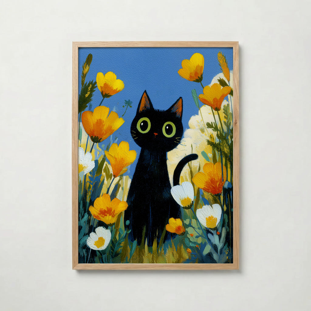Midnight Meadow Cat Poster affisch – köp poster online – Bozetto väggdekoration