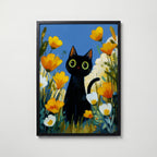 Midnight Meadow Cat Poster poster – väggdekoration för hemmet – köp hos Bozetto