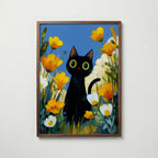 Midnight Meadow Cat Poster – köp affisch till hemmet – Bozetto väggdekoration