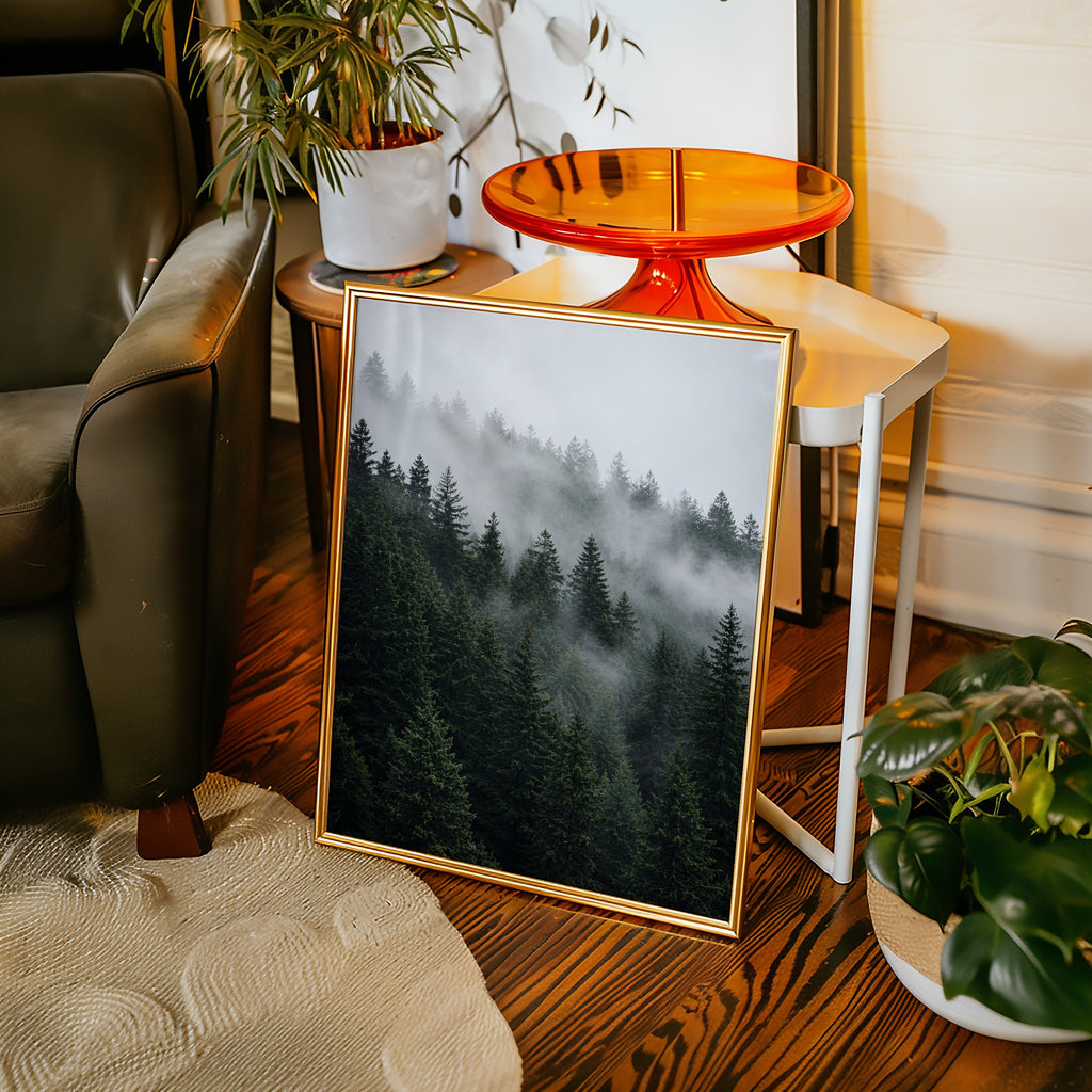 Misty Pine Forest Poster