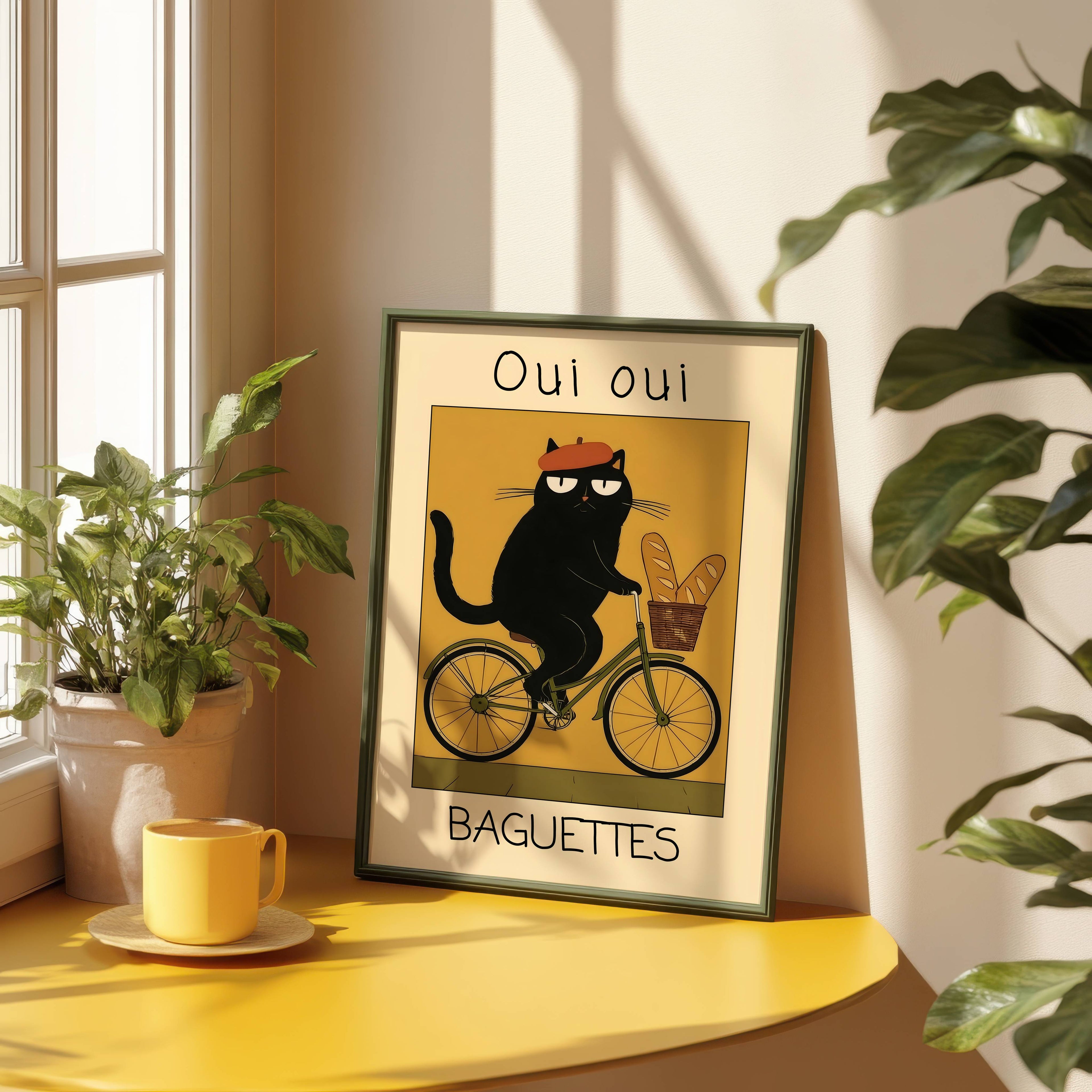French Baguette Cat Poster