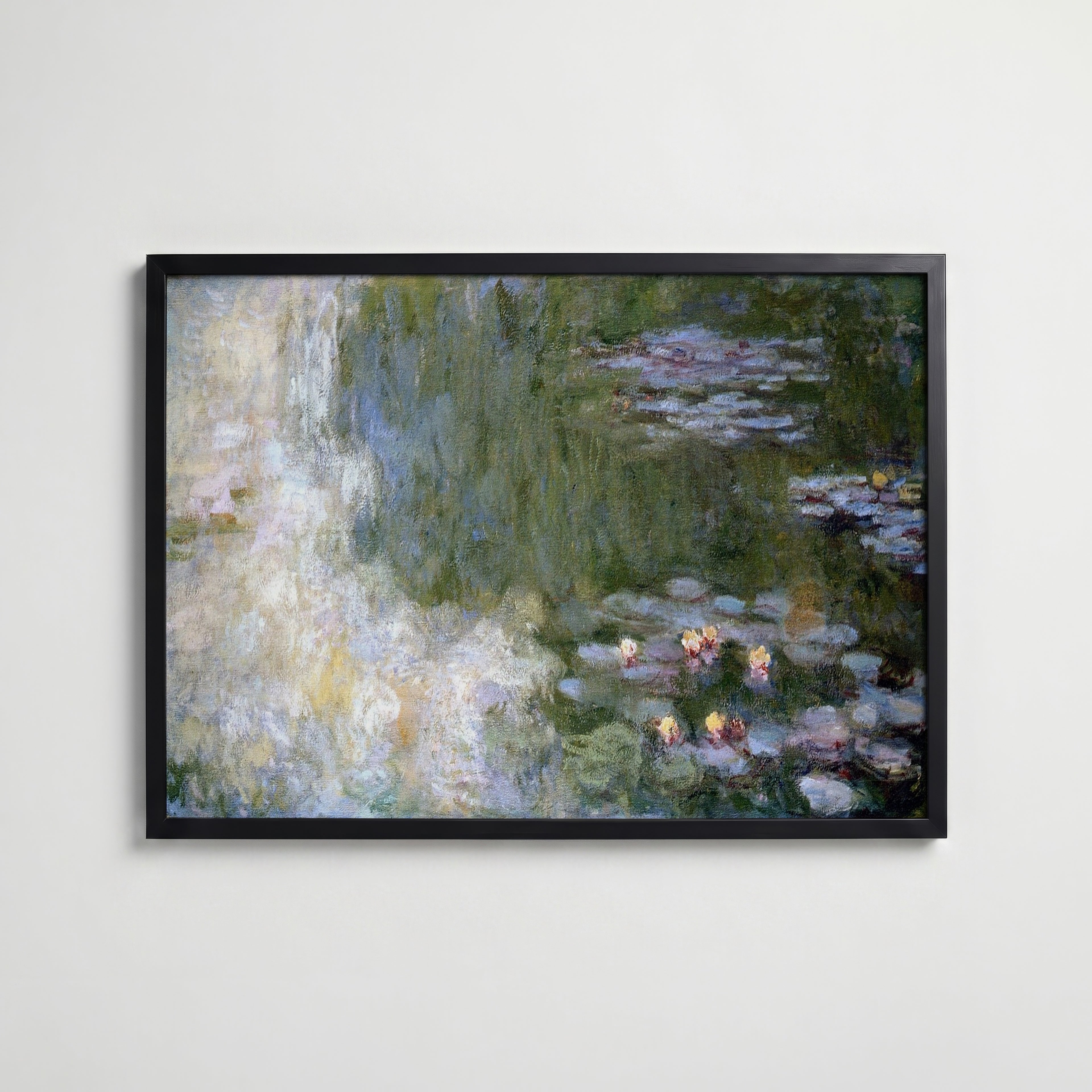 Claude Monet Nymphéas Giverny 1916 affisch i modern svart ram – stark kontrast och stil, Bozetto