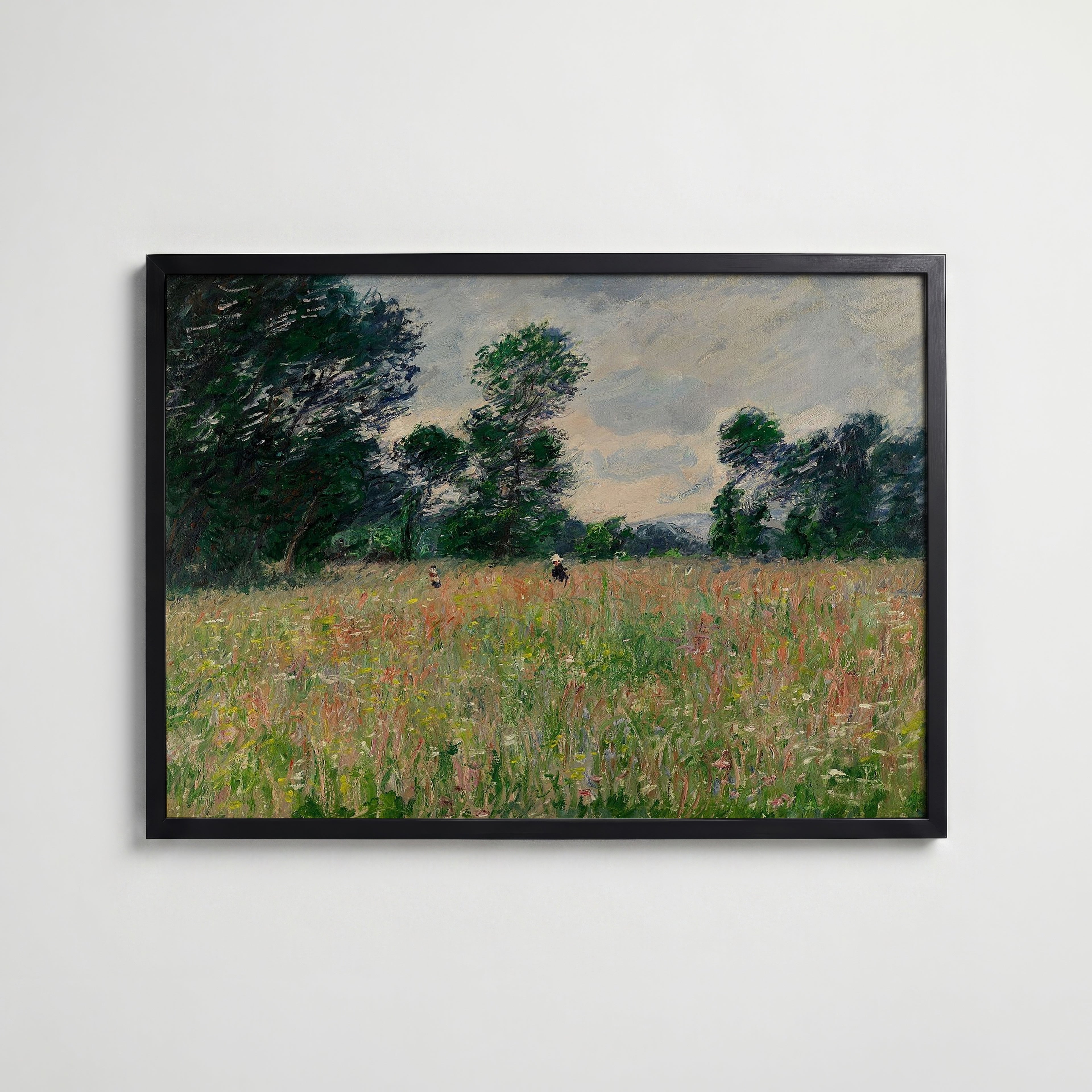 Claude Monet Summer Prairie affisch i modern svart ram – stark kontrast och stil, Bozetto
