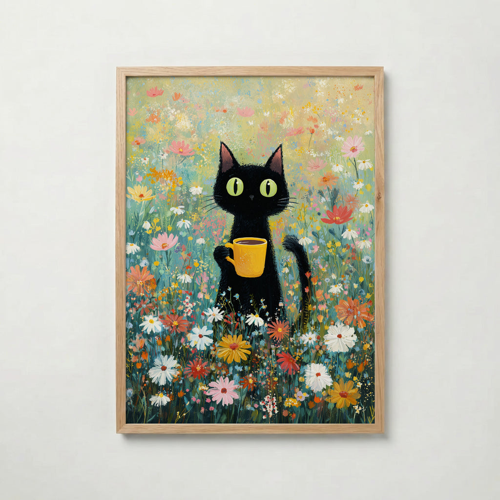 Morning Coffee Cat Poster poster – väggdekoration för hemmet – köp hos Bozetto