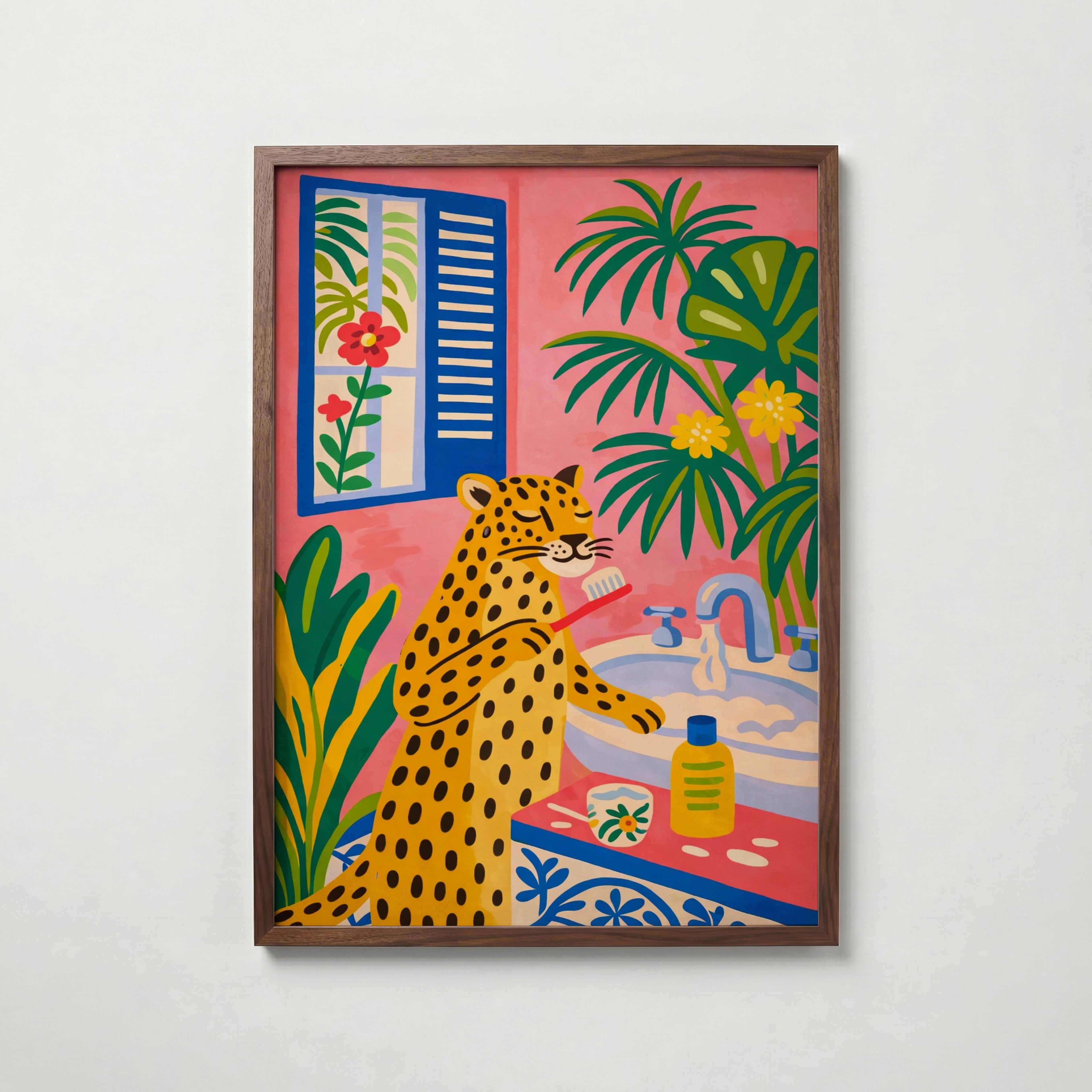 Morning Ritual Leopard Poster – köp affisch till hemmet – Bozetto väggdekoration