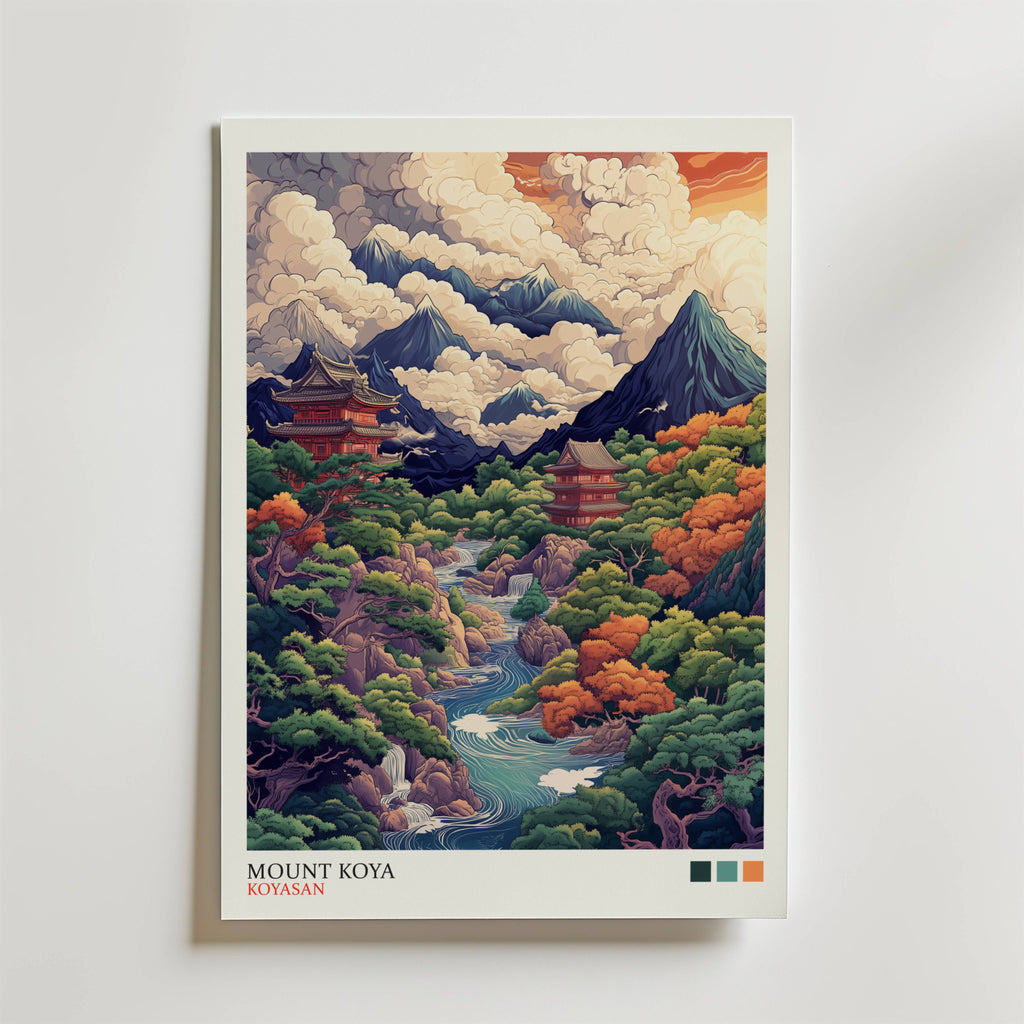 Mount Koya Poster – Den här postern föreställer Mount Kōya – ett heligt berg i Wakayama, Japan, känt för sina