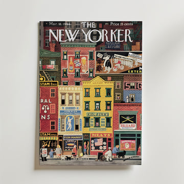 New Yorker City Blocks 1944 Poster – En detaljrik och färgstark poster inspirerad av klassiska New Yorker-omslag från