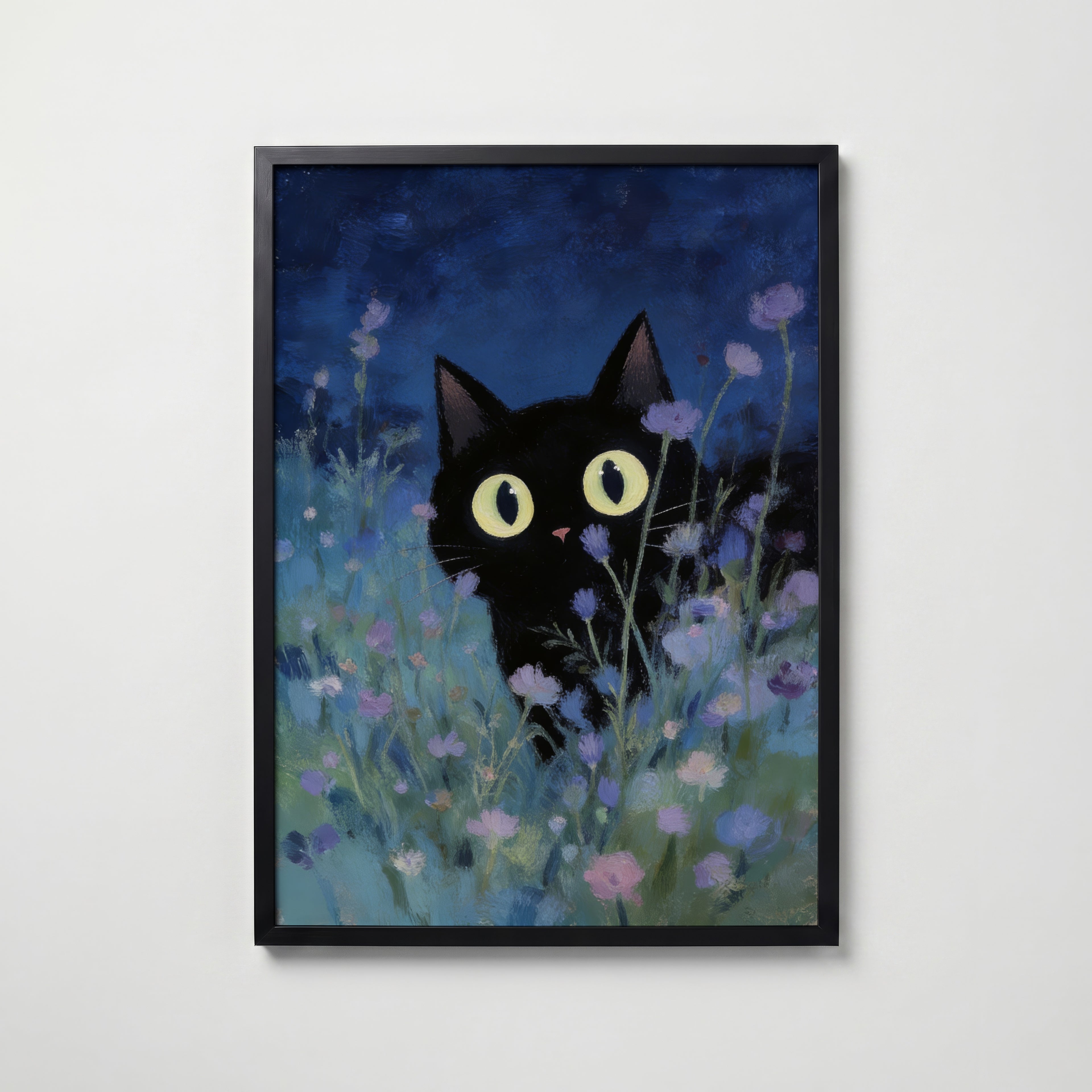 Night Whisper Cat – affisch med snyggt motiv, köp enkelt hos Bozetto i flera storlekar