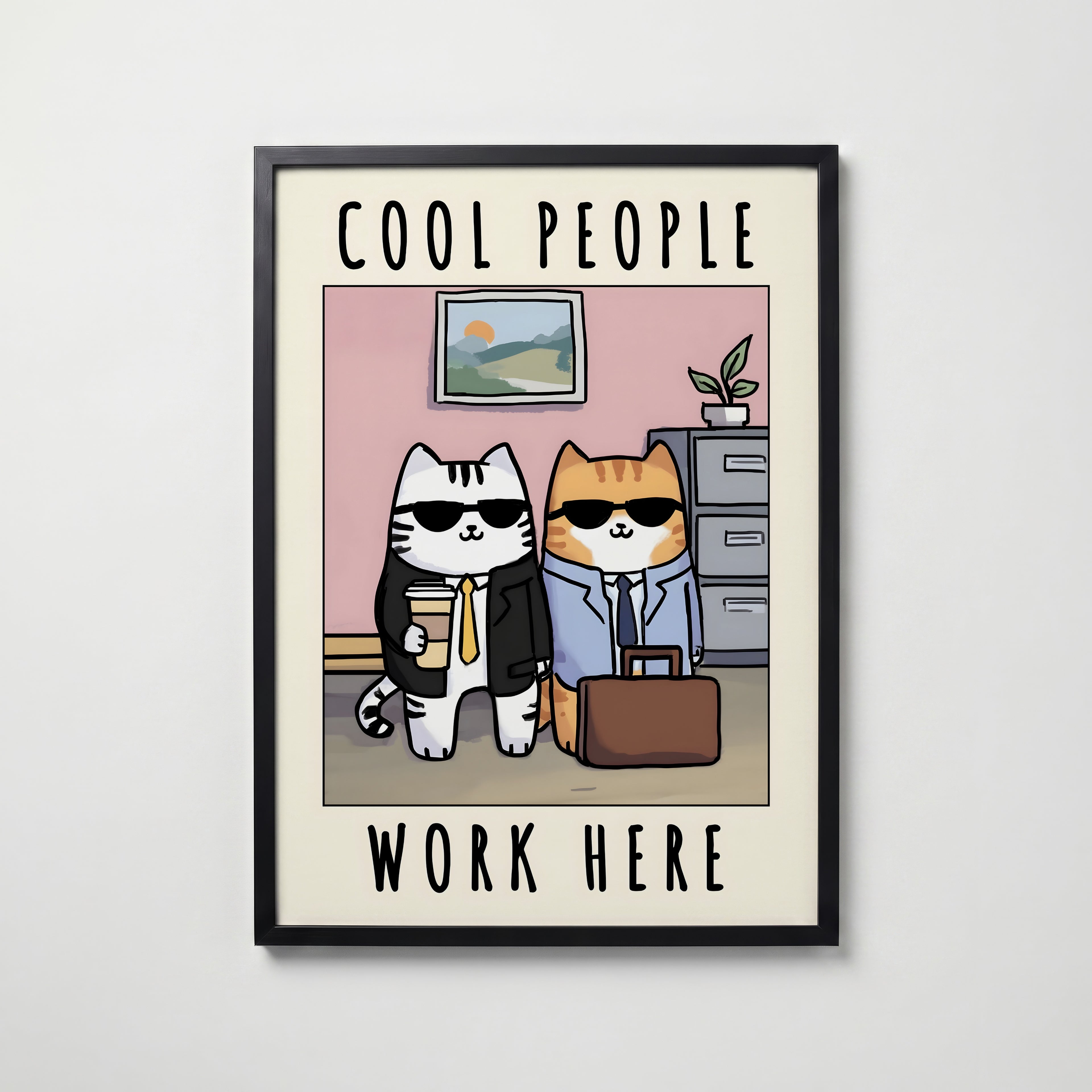 Office Cool Cats Poster poster – väggdekoration för hemmet – köp hos Bozetto