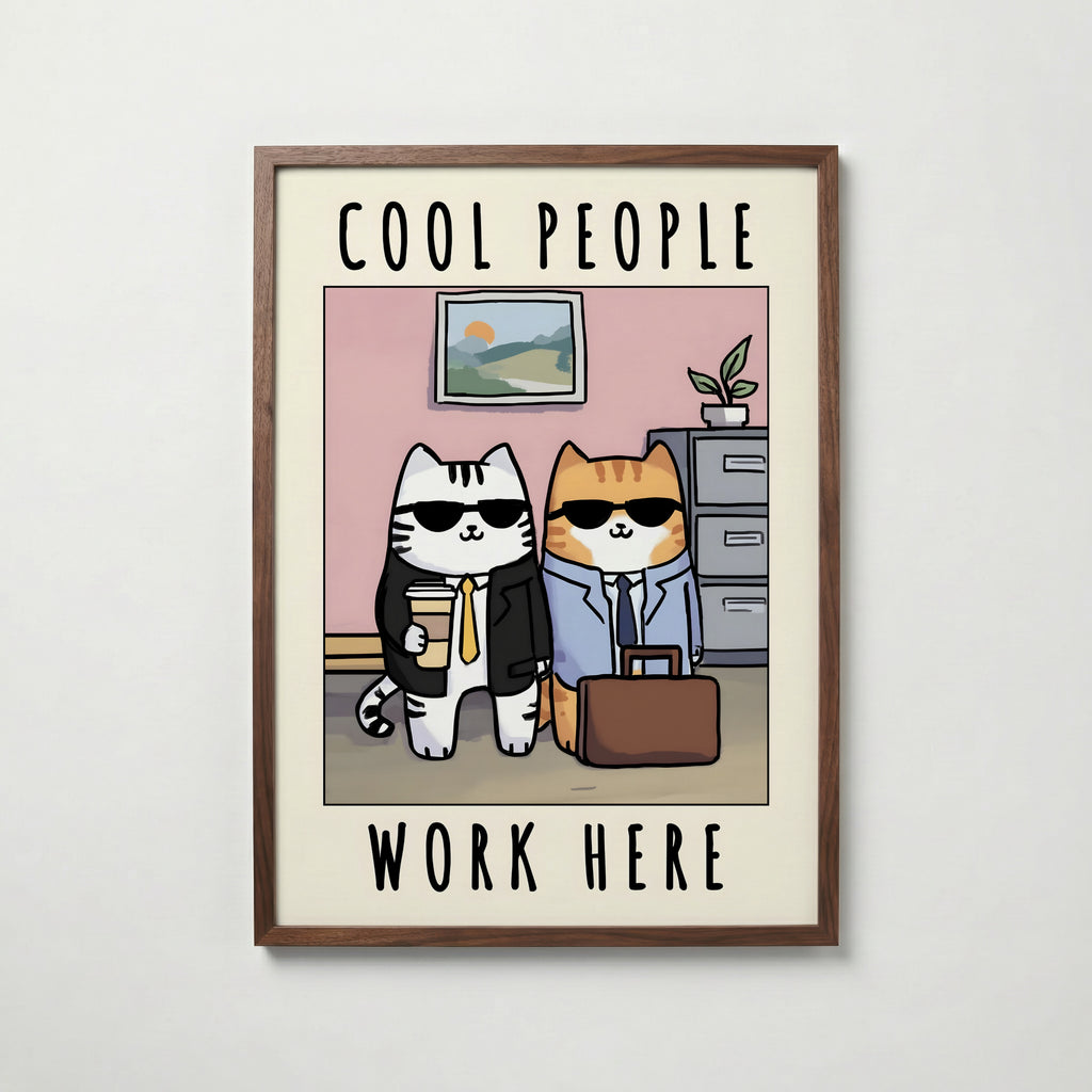 Office Cool Cats Poster – köp affisch till hemmet – Bozetto väggdekoration