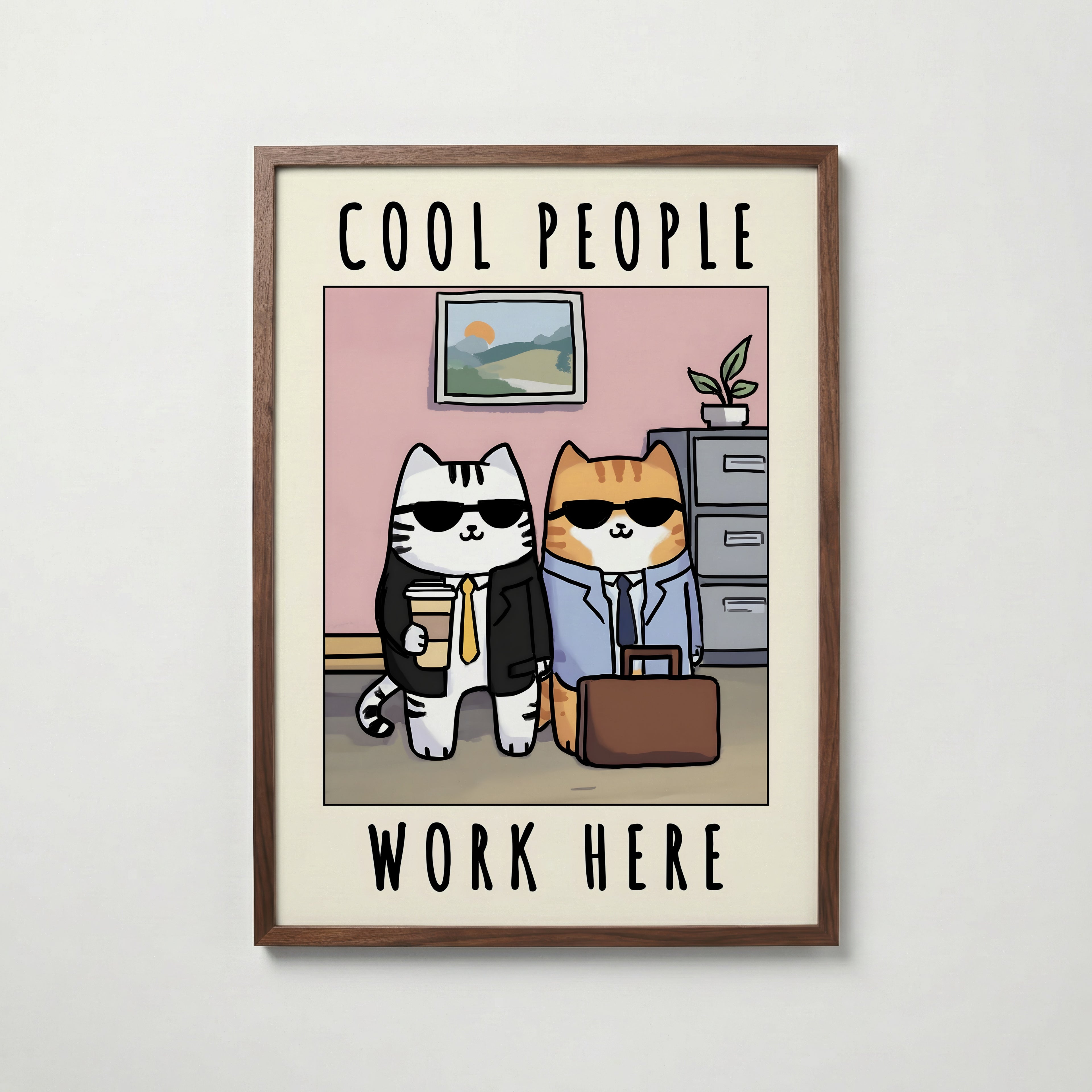 Office Cool Cats Poster – köp affisch till hemmet – Bozetto väggdekoration