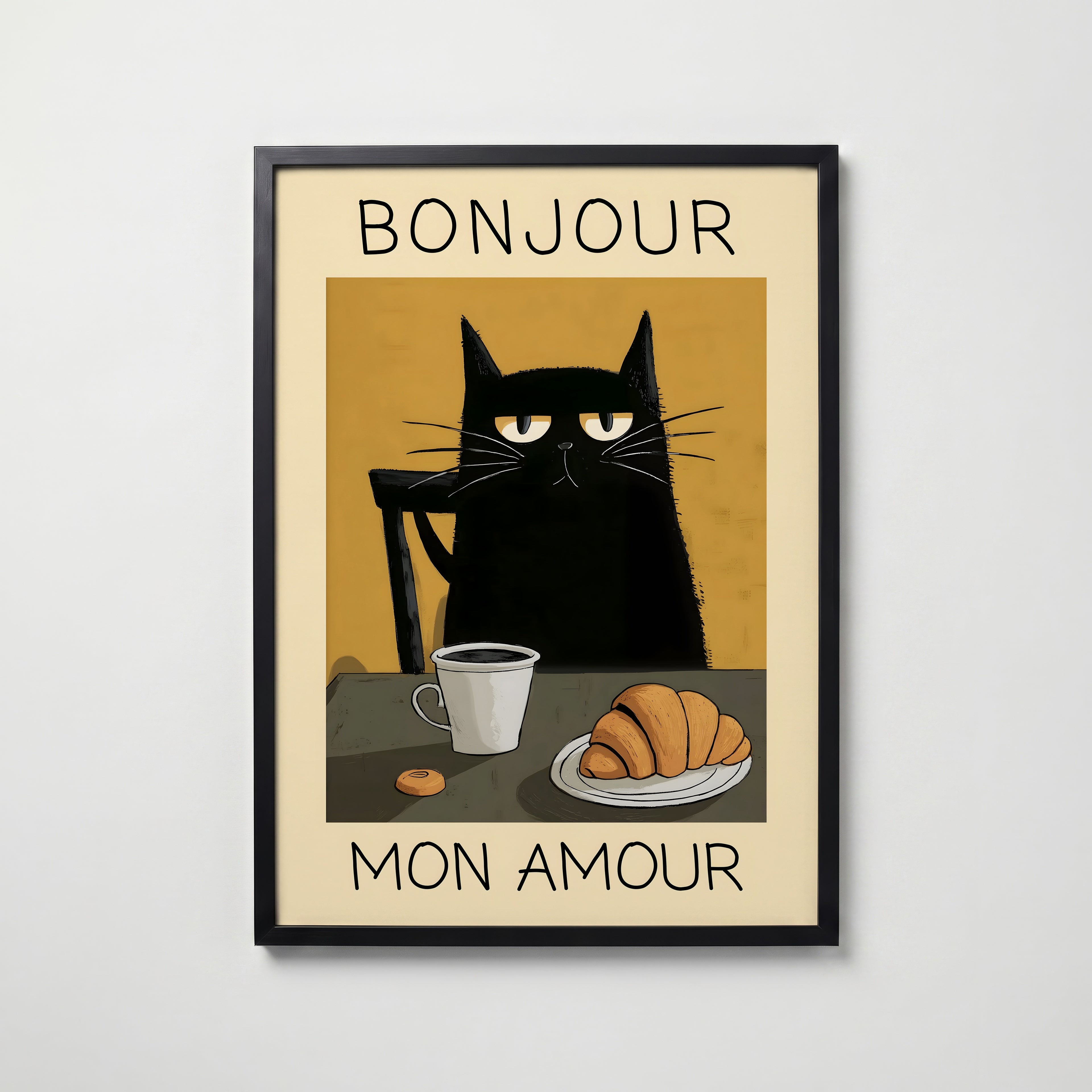 Parisian Cat Breakfast Poster – köp affisch till hemmet – Bozetto väggdekoration
