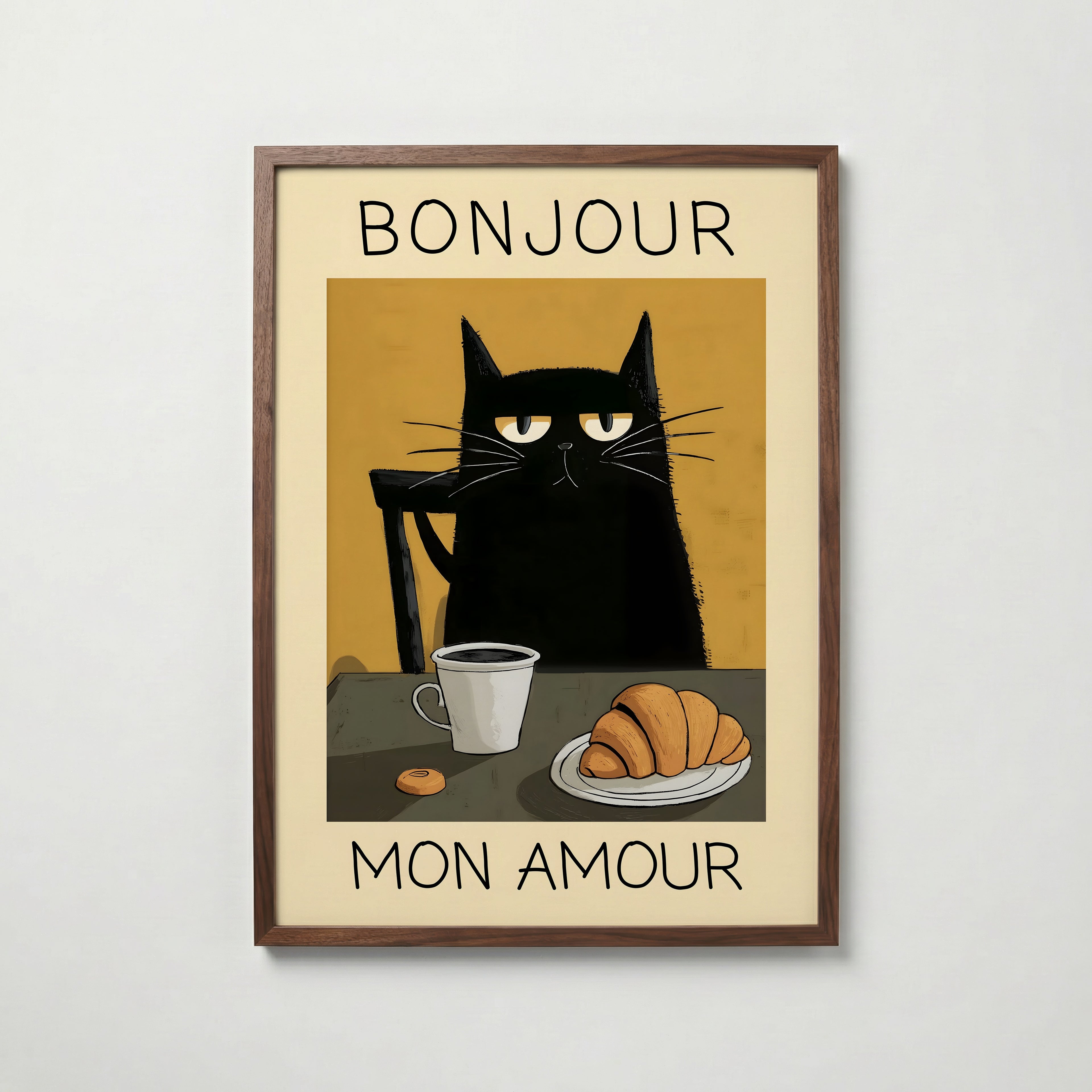 Parisian Cat Breakfast Poster affisch – stilren väggdekoration – Bozetto posters