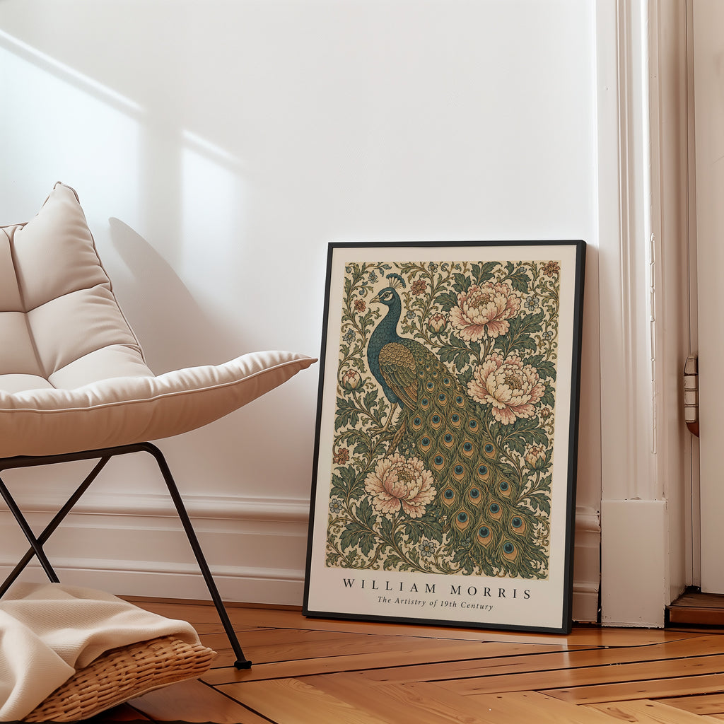 Peacock and Peonies William Morris Poster