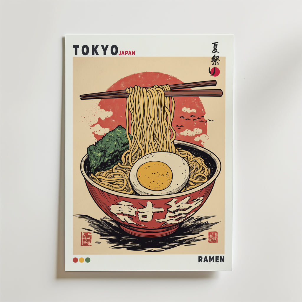 Bundle 2-pack Japandi Ramen Cat Delight – poster på vägg inredning