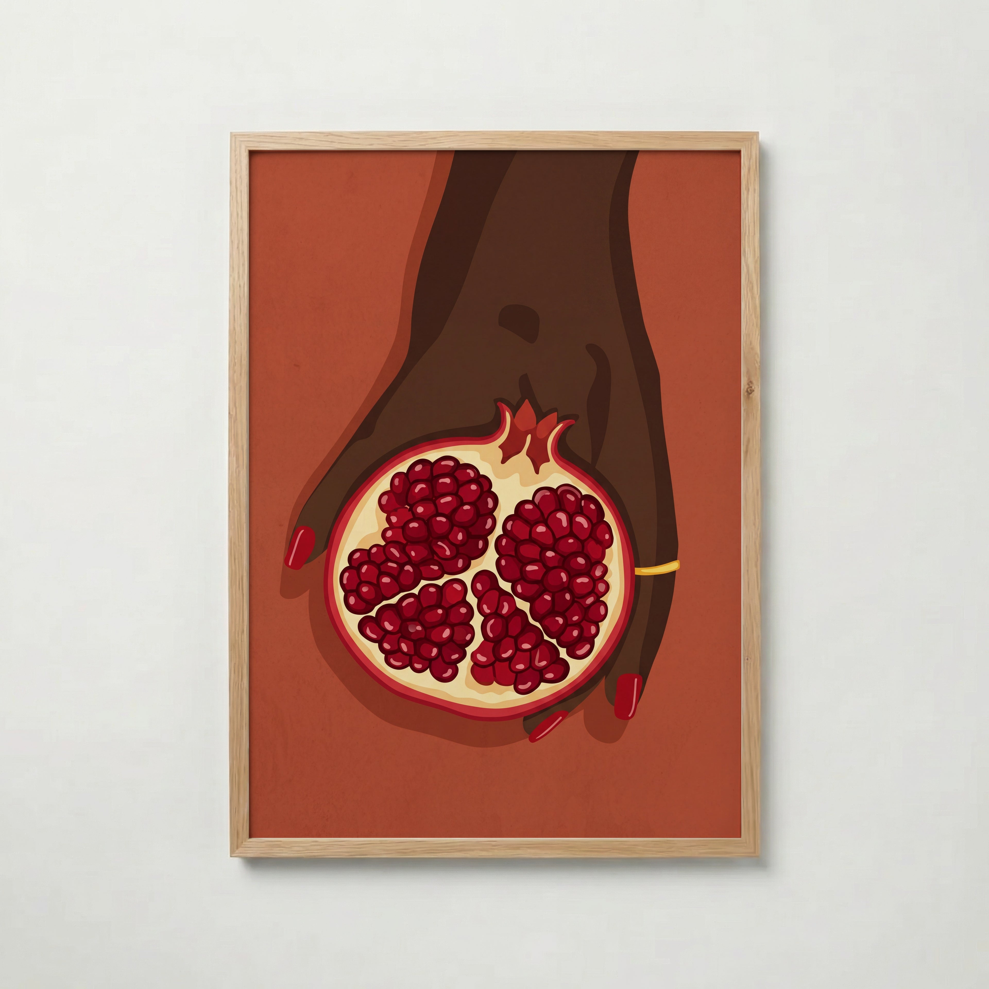 Scarlet Pomegranate Poster med ekram