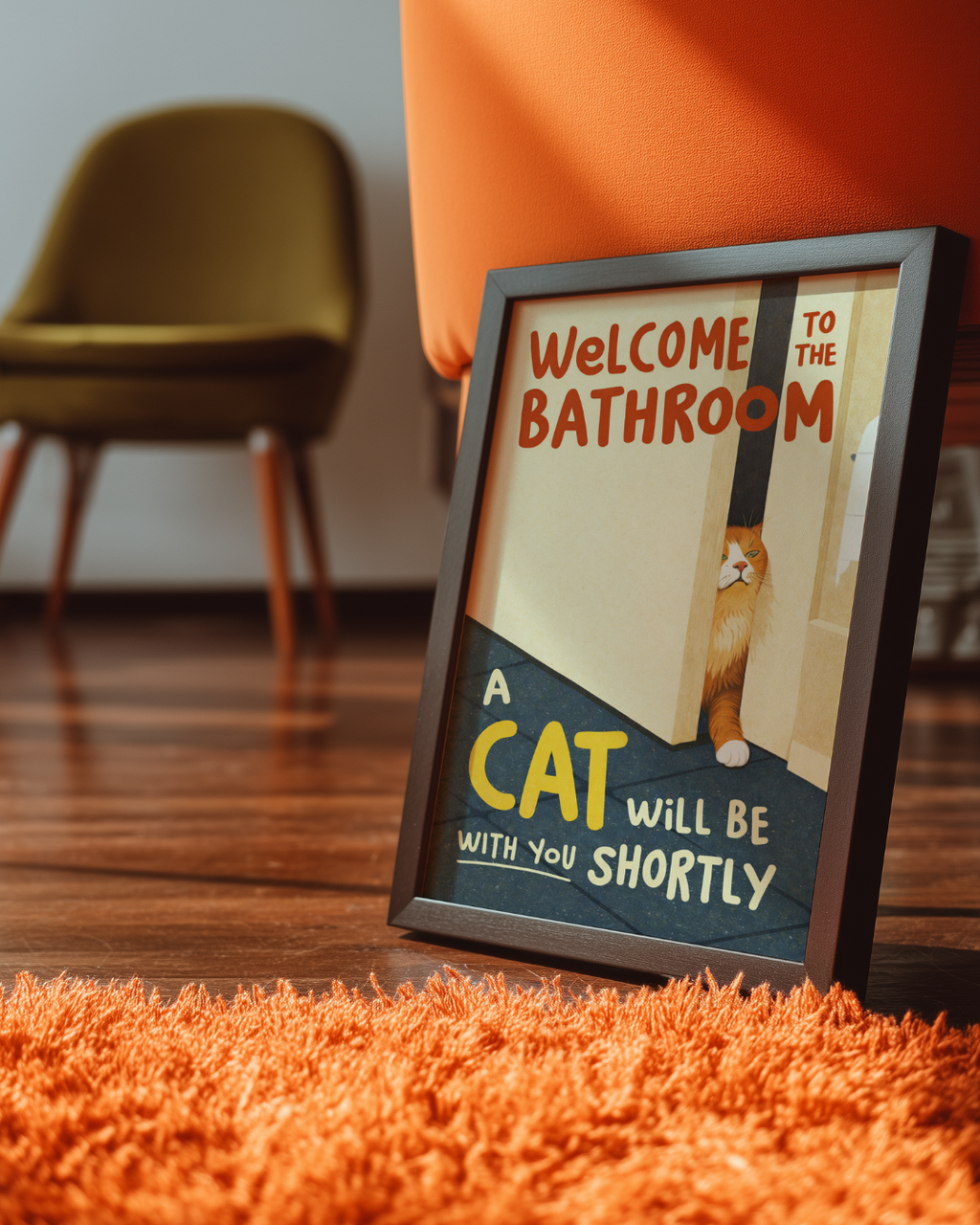 Bathroom Waiting Cat Poster