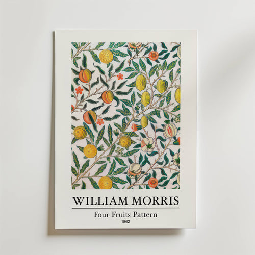 William Morris Four Fruits – stilfullt konsttryck från Bozetto, tryckt på matt finpapper