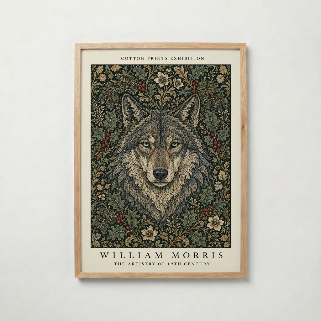 Wolf in the Holly William Morris Poster