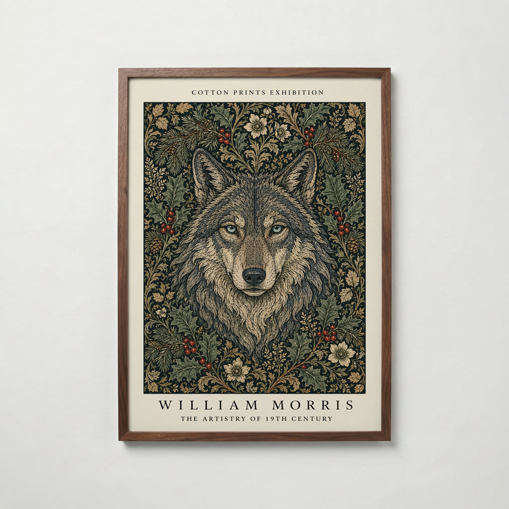 Wolf in the Holly William Morris Poster