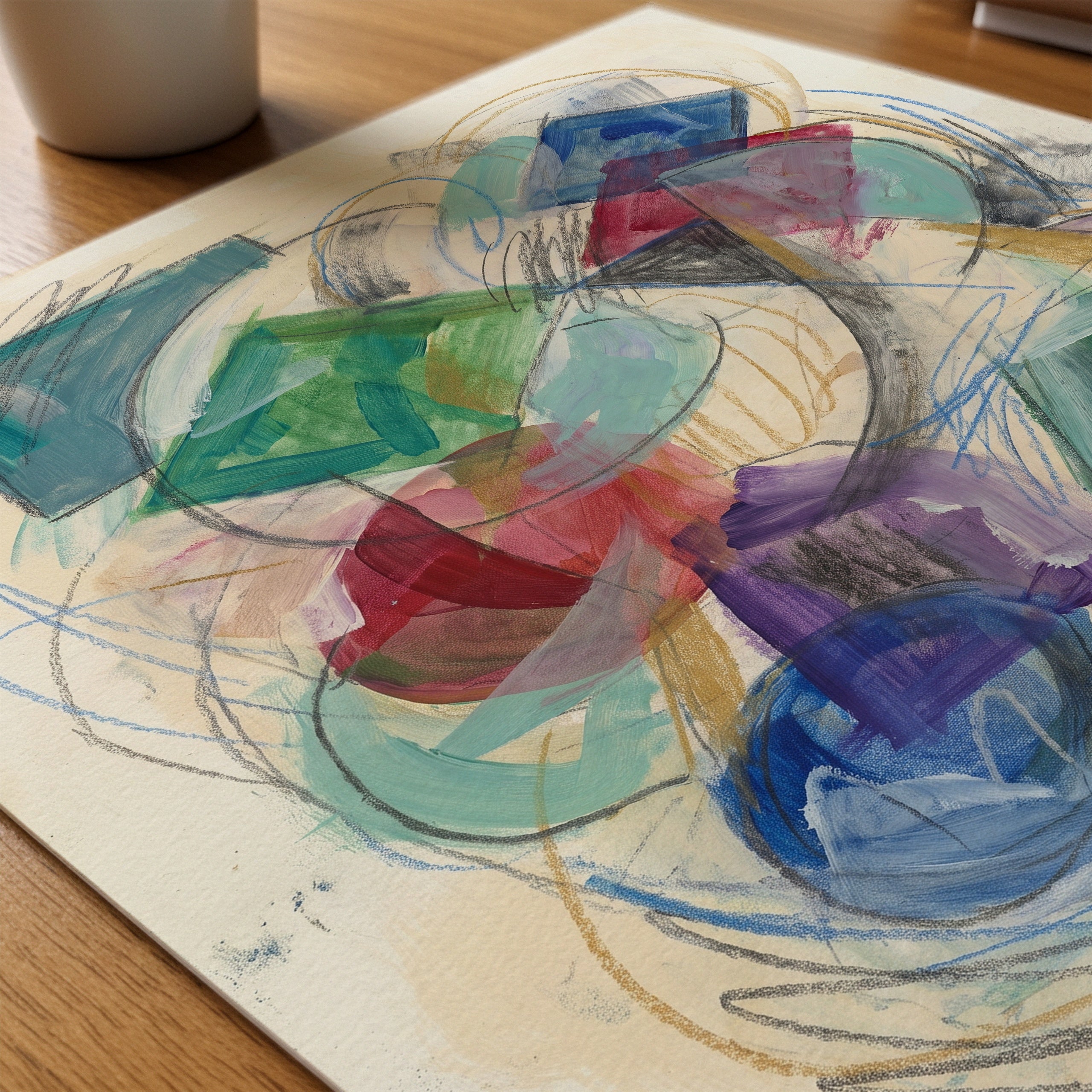 Abstract Shapes Poster – närbild på papper