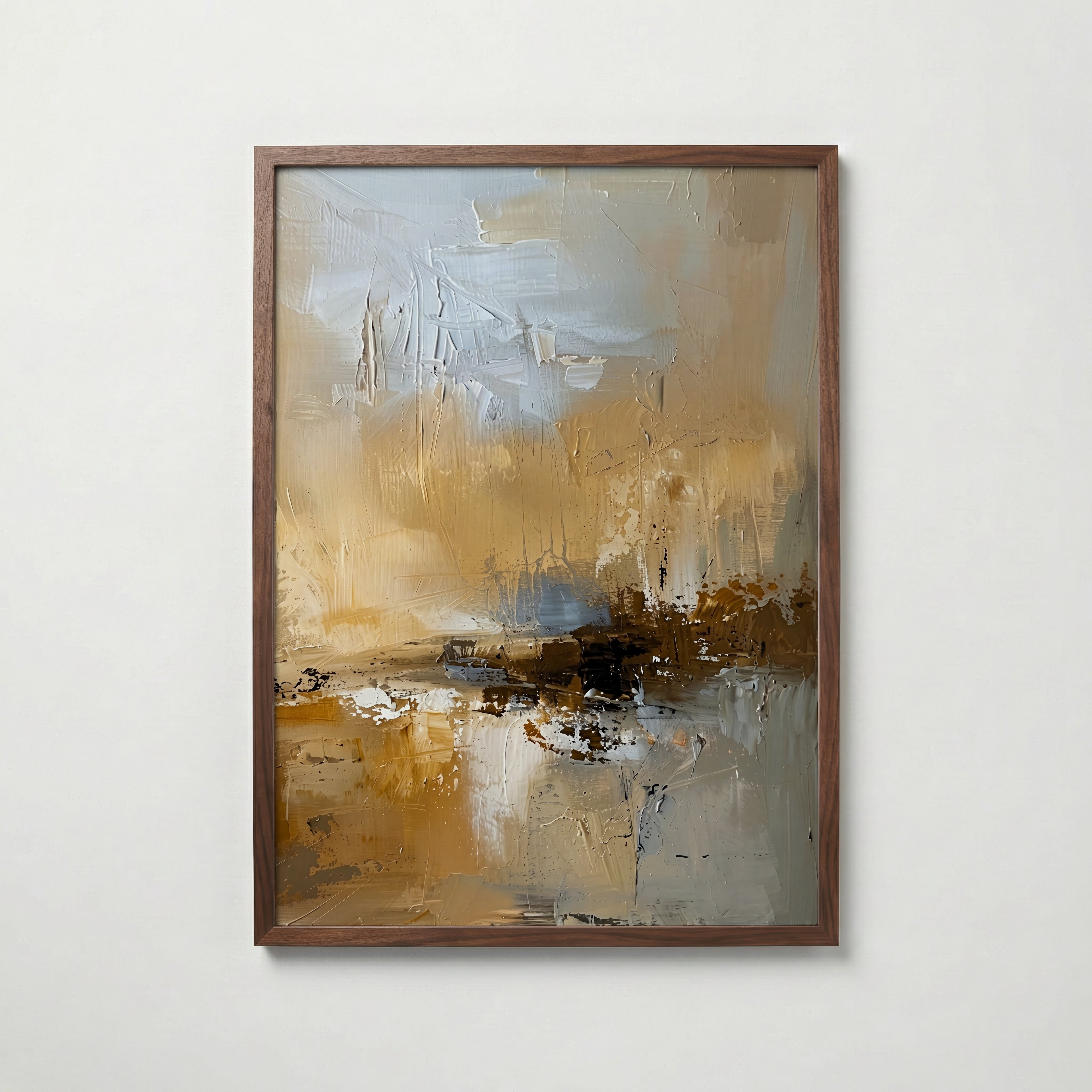 Amber Drift Poster – abstrakt motiv i valnötsram, fri frakt över 499 kr