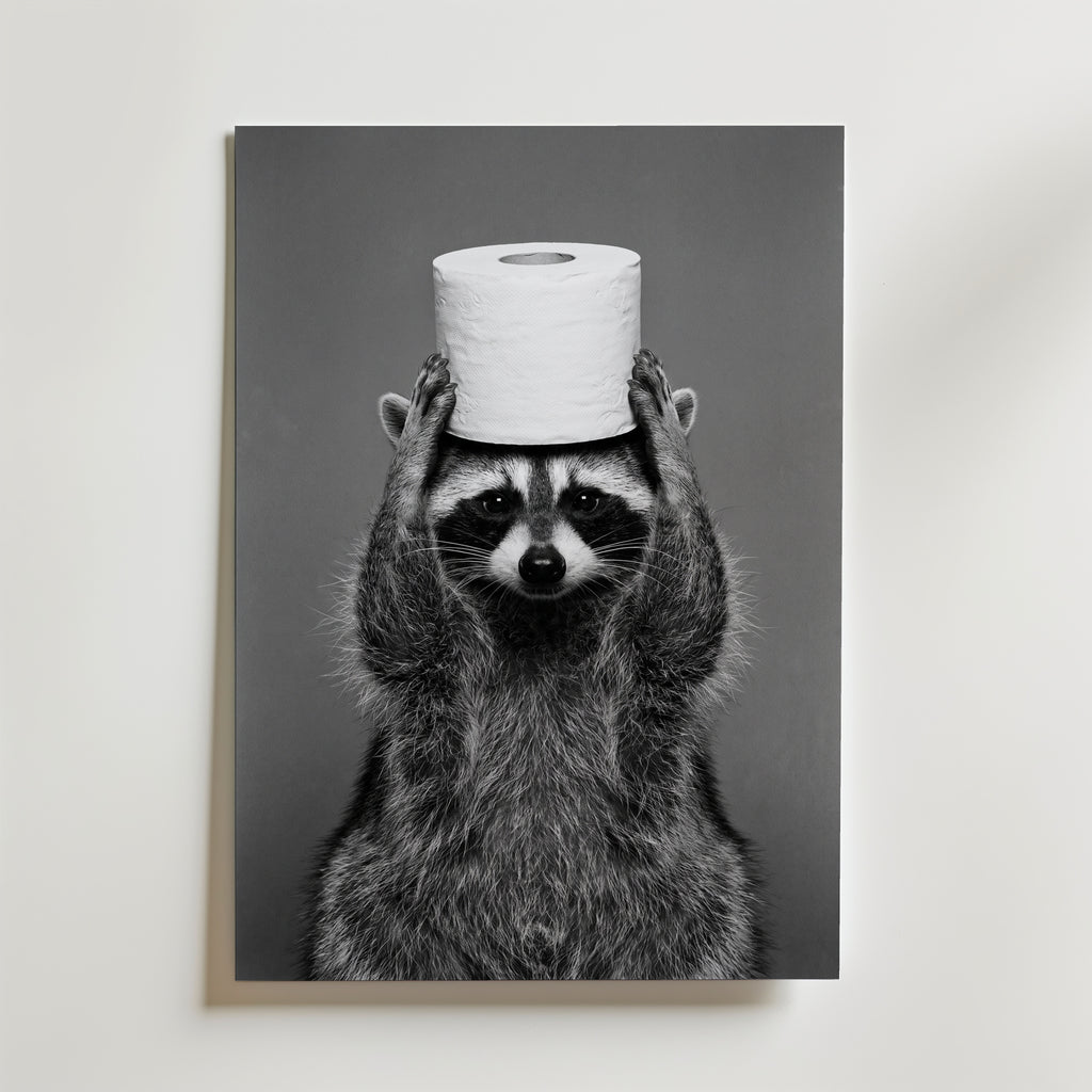 Bathroom Raccoon Poster – canvas utan passepartout