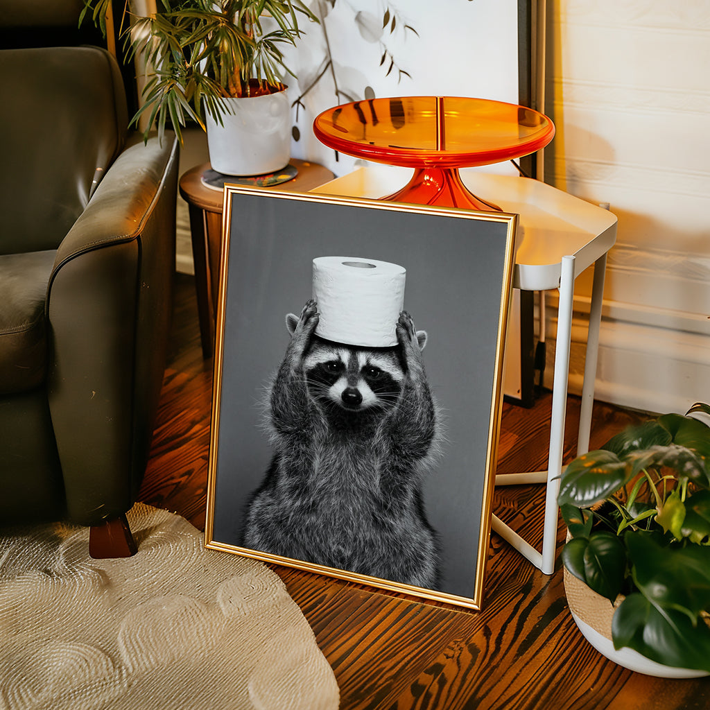 Bathroom Raccoon Poster – i rum 3