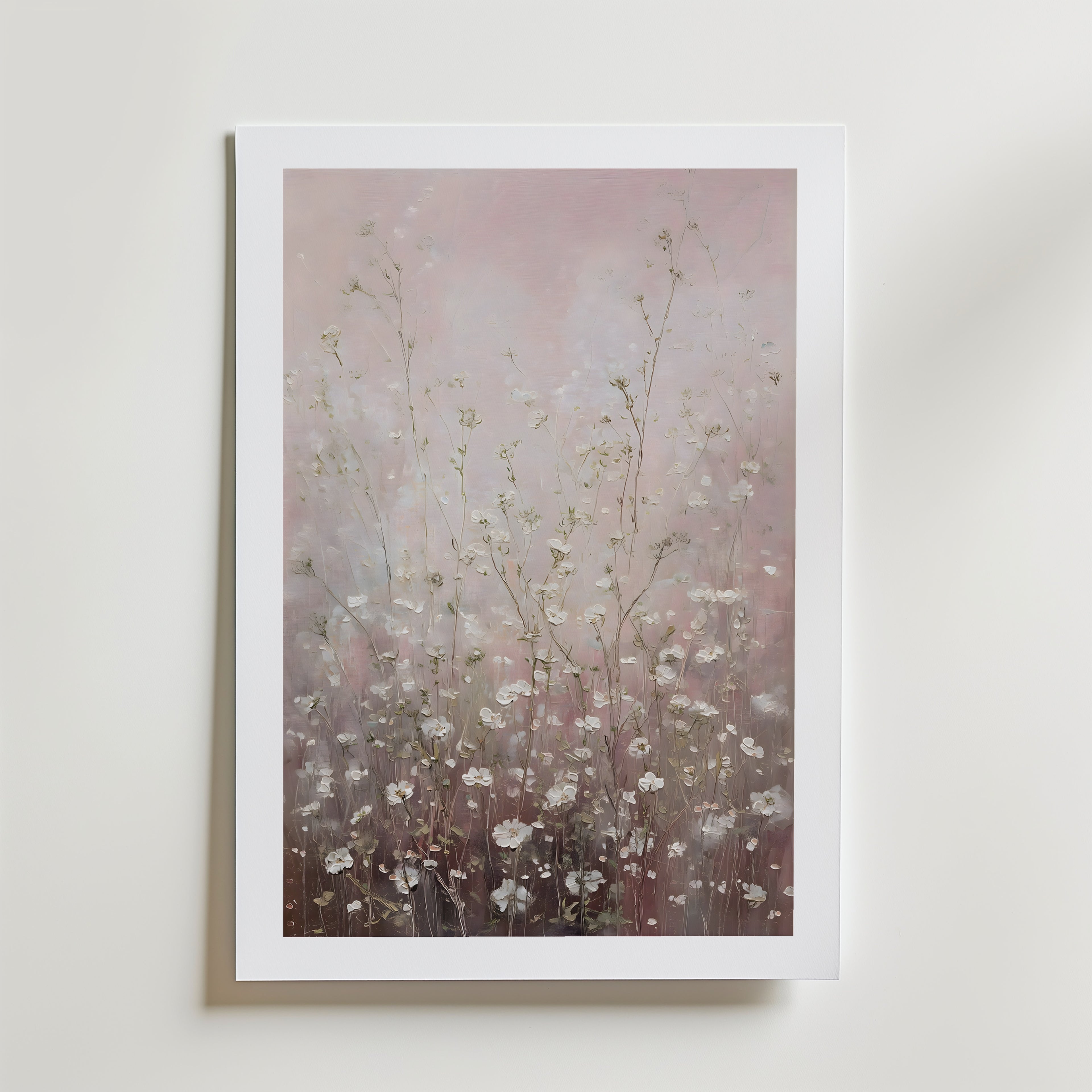 Blush Meadow Poster – med passepartout