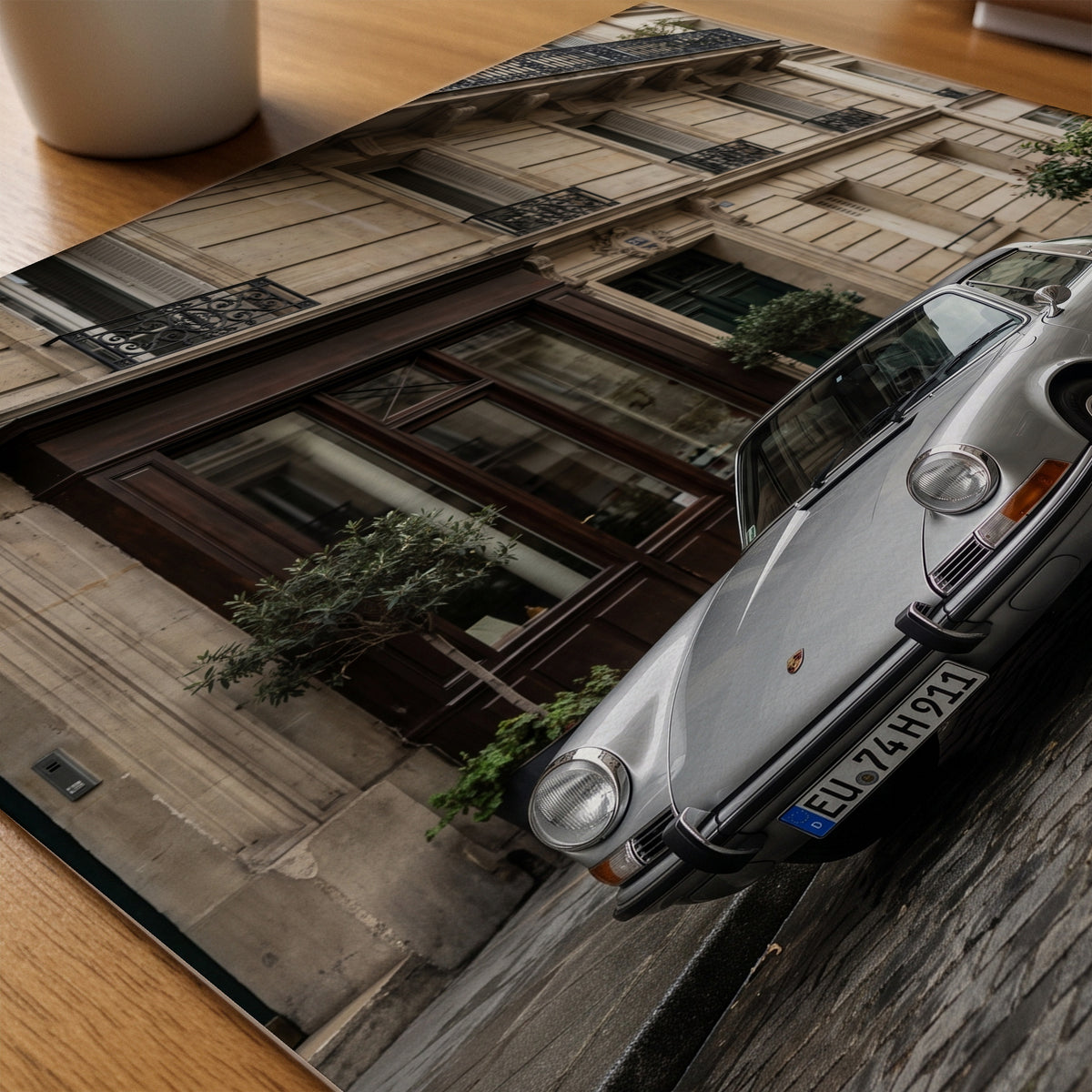 Classic Car Street Poster – närbild på papper