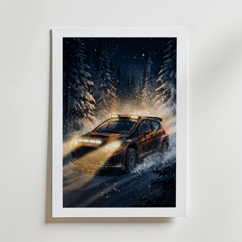 Snow Rally Poster – med passepartout