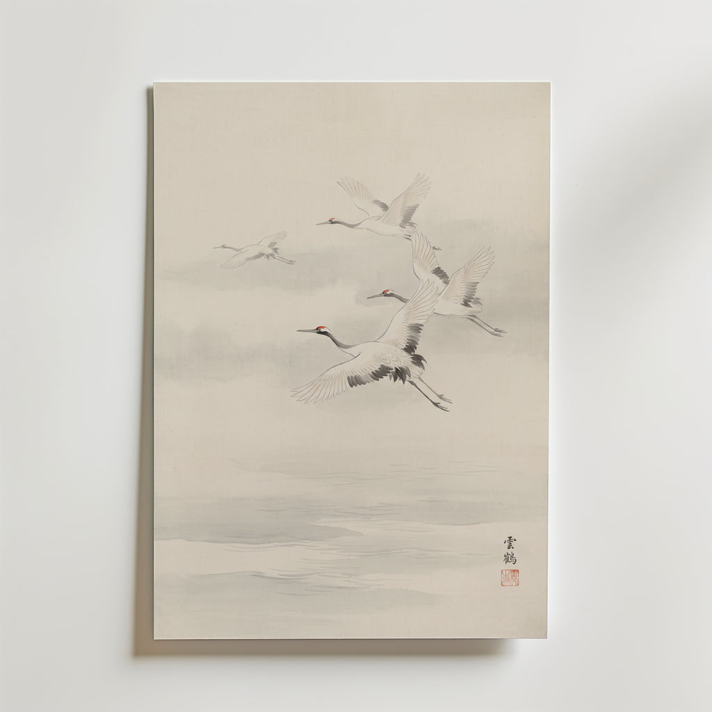 Flying Cranes Poster – canvas utan passepartout