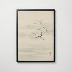 Flying Cranes Poster – svart ram